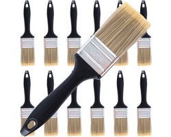 12 stuks verfkwastenset - 5 cm - behandeld plastic handvat - professioneel gereedschap - doe-het-zelf verf - thuis - meubels - hekken - dek - wandbekleding