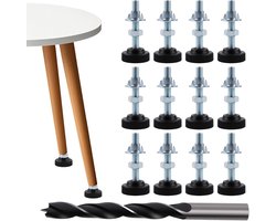 12 stuks verstelbare meubelpoten - metalen boor - M8 x 50 mm schroef - hoogte verstelbare poten voor meubels - meubelaccessoires