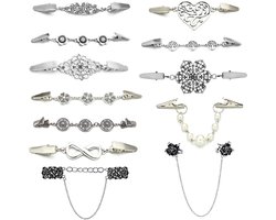 12 Stuks - Vestklem - Butterfly - Vestsluiting - vestclip dames - Vestclip - Clip Met Haakje - Vestsluiting - basis klein - Broche - ketting - blouse - gebreide jas - jurken - jas