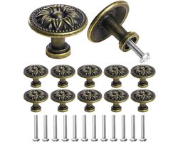 12 stuks vintage kastknoppen, retro bronzen ladeknoppen, kastknop met schroeven voor lade, keuken, badkamer, kledingkast, dressoir, diameter 30 mm