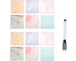 12 Stuks Wasbare Droog Uitwisbare Labels - Herbruikbare en Verwijderbare Notities Stickers voor Muur - Koelkast - Spiegel - Bureau Decoratie