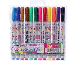 12 Stuks Whiteboard Markers - Multicolor Stiften 12 Kleuren – Set van 12 whiteboard markers – Multicolor stiften – 12 kleuren – whiteboards – Heldere en levendige kleuren – Droog uitwisbaar – Duurzaam en lang houdbaar – school, kantoor en thuis