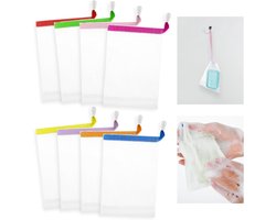 12 stuks zeepzakjes, nylon schuimnetten, peeling-zeepzakjes van netweefsel met trekkoord, zeep, mesh-tas voor baden, gezichtsreiniging, gereedschap (willekeurige kleurkeuze)