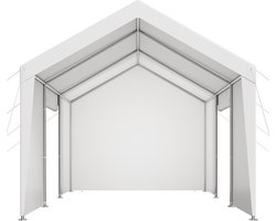 12 x 20 ft buitenluifel voor auto's met verwijderbare zijwanden en deur, duurzame carport, UV-bestendig en waterafstotend, bescherming tegen alle weersomstandigheden voor voertuigen en boten, wit