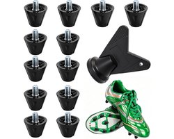 12 x M5 schroefbouten set voor voetbalschoenen (4 x 16 mm en 8 x 13 mm) incl. driehoekige sleutel, universele reservenoppen van nylon en metaal, antislip en stabiel voor gazon en kunstgras