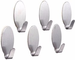 12 x Zelfklevende ophanghaken - Haakjes - Ovaal - RVS - Tassenhaken - Jassenhaken - Keukenhaken - Badkamerhaken - Plakhaakjes - Huishoudelijke accessoires - Thuis innovatie - Stalen haken - Wandhaken - Ovale haken - Deur haken - Handdoekhaken - Hook