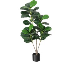 120 cm hoge kunst Ficus Lyrata boom, natuurgetrouwe bladvijg plant voor binnen en buiten, decoratie voor huis, kantoor en keuken