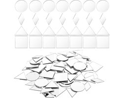 120 Pcs Mini Wandspiegel Stickers, Zelfklevende Decoratieve Spiegels voor DIY Ambachten, Rond, Driehoekig en Vierkant