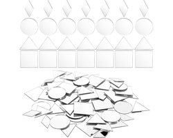 120 stuks 4 vormen zelfklevende spiegel decoratie acryl 25 cm kleine spiegels om te plakken spiegelstickers om te knutselen zelfklevende mini-spiegeltegels om op te plakken muurstickers voor.