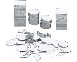 120 stuks kleine spiegels om te knutselen, 3 vormen spiegelstukken voor knutselen, vierkante diamant ronde ambachtelijke spiegel doe-het-zelf spiegel mozaïektegels voor discobal lamp