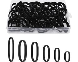 120x Zwarte Rubberen Elastieken Set - 6 Diverse Maten voor Thuis, Kantoor & Buiten