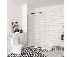 120x195cm inloopdouche-douchecabine,8mm mat zwart kader en raste gehard glas,makkelijk schoon te maken,antikalk,stabilisatiestang 70-120cm (verstelbaar),glanzend chroom profiel