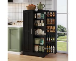 120x60x40xcm Keukenkast met LED-sensorlamp, grote opbergkast met 2 deuren, verstelbare planken en deurvakken – geschikt voor keuken, eetkamer of woonkamer, zwart