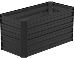 120x60x58cm Zwart Metalen Bloempot voor Verhoogde Bloembedden, 435L Verzinkt Staal, Rechthoekig Plantenbed om Zelf te Bouwen, Outdoor Plantenbak voor Groenten/Bloemen/Fruit/Kruiden, NAIZY