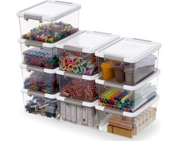125 l Citylife Opbergdozen set voor kleine onderdelen - 10 stuks met deksel en handgreep - transparant - stapelbaar - elastisch en robuust plastic - Lego en knutselspullen. transparent box
