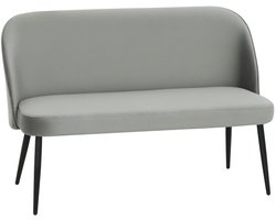 127 x 63 x 84,5 cm – 2-Zitsbank, Moderne Polstercouch Met Metall- En Houten Frame, Samtachtige Stoffen Bekleding, Grau, Comfortabel En Stijlvol Sofa Voor Woonkamer, Slaapkamer Of Leeshoek, Stevig En Duurzaam, Max. Belastbaar 220 kg