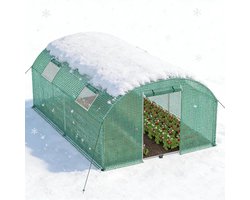 12m² Vorstbescherming Tuinkas van Staal Frame 3x4x2m HDPE-Foliekas met 4 Insectenhor Ramen en Deuren Inloopbare Broeikas Tuin Overwinteringstent voor Planten, NAIZY
