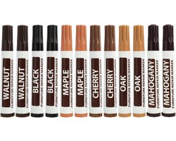 12pcs Furniture Repair Wood Repair Wood Markers for Scratches and Stains, Suitable for Wooden Floors, Tables, Desks, Carpentry and Bed Posts