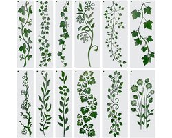 12pcs Leaf Drink Templates - Herbruikbare Lente Bloem Sjablonen voor DIY Craft Projecten - Schilderen Sjablonen voor Hout - Muren - Canvas - Meubels