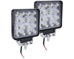 12V LED-werklamp - 2x48W Vierkante Reflectorschijnwerpers (2 stuks) - IP67 Waterdicht - Offroad/Tractor/Auto/Graafmachine/SUV/UTV/ATV