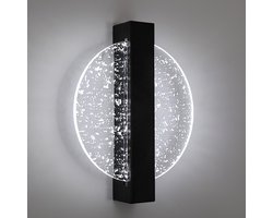 12W LED-wandlamp voor binnen, zwarte creatieve ronde 1500LM koelwit licht 6500K LED-wandlamp voor binnen met zilveren blad, moderne LED-wandlamp voor hal, woonkamer, slaapkamer