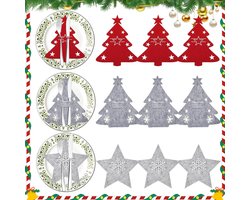 12x Feestelijke Bestekhouders Kerst in Vilt: Kerstboom en Ster Ontwerp