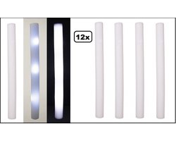 12x Foam stick LED licht wit - Holland white festival thema feest party disco led verlichting fun