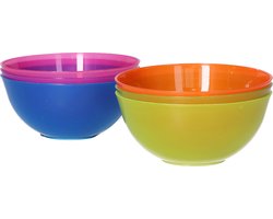 12x Gekleurde schaaltjes/kommetjes kunststof 13 cm - Campingservies/picknickservies