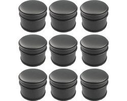 12x GS deurstopper mat zwart 1,1kg - Voor binnen en buiten - Deurbuffer Ø9 x 8 cm