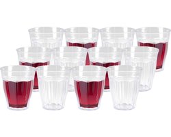 12x Kunststof onbreekbare camping glazen Picardie transparant 250 ml - Camping servies - Stapelbaar