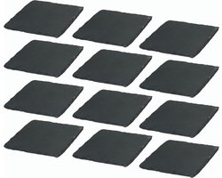 12x leisteen borden I vierkant I 20x20x0,5 cm I sushi decoratie serveerborden lange leisteen borden onderzetters tafel plaats bordenset