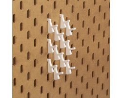 12x Naaispoelhouder - Enkelvoudig - Past op IKEA Skadis pegboards - Wit - Verticaal design - Set