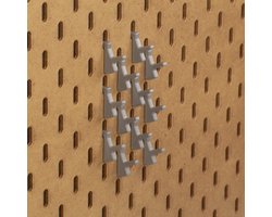 12x Naaispoelhouder - Enkelvoudig - Past op IKEA Skadis pegboards - Zilver - Verticaal design - Set