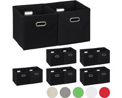 12x opbergbox stof - opvouwbaar - opbergmand - 30 cm - kast organizer - zwart