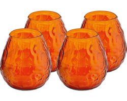 12x Oranje windlichten kaarsen 48 branduren - Glazen lantaarn kaars - Terraskaarsen/tuinkaarsen