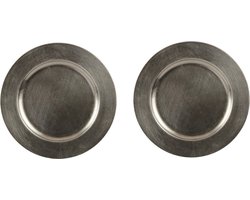 12x Ronde diner/kerstdiner borden/onderborden graniet groen glimmend 33 cm - Onderborden / onderzet borden