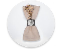 12x servetring - gerecycleerd leder - diameter 4cm - Silver