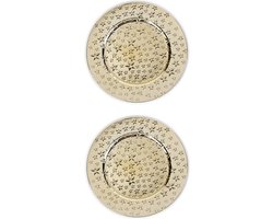 12x stuks diner borden/onderborden goud met sterren 33 cm - Diner/kerstdiner borden/onderborden/dinerborden