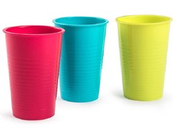 12x stuks Drinkglazen/limonadeglazen gekleurd 360 ml - Sapglazen/waterglazen onbreekbaar kunststof voor kinderen