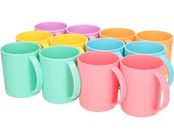 12x stuks plastic drinkbekers van kunststof 350 ml multi-color - Limonade bekers - Campingservies/picknickservies