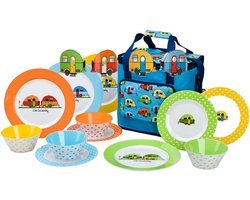13-delige Camping Servies Set Melamine Bord en Beker met Koeltas