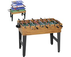 13 in 1 Partyspeltafel - Voetbaltafel - Inclusief Tafelvoetbal, Tafeltennis, Biljart, Tafelhockey, Schaken en meer - Tafelvoetbalspel - Tafel Voetbal - 121 x 109 x 80 cm - Speltafel - Compact - Naturel + Zwart