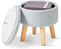 13 inch Ottomaanse met opslag en gewatteerde zitting - Teddy fluwelen mini-voetenbank