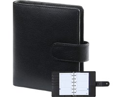 1311-Kz hervulbare Pocket Planner Organizer Zwart leer 1 week per 2 paginas 2026-2027-2028