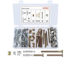 132-delige meubelverbindingsset met M6 meubelschroeven, kastverbinder en cilinderbouten