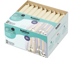 135 stuks Bolsius ivoor kandelaar huishoudkaarsen 180/21 (6 uur)