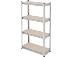 138x70x30 cm stellingkast van 200 kg verzinkt staal - stellingrek voor kelder en garage - modulair en zilver opbergrek