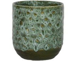 13cm Dia Hedendaagse Geglazuurde Plantenpot met Getextureerd Crackle Design Indoor Planter Bloempot voor Cactussen Vetplanten en Kleine Kamerplanten Smaragd