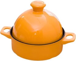 1.3L Tajine Casserole Ceramic Slow Cooking Moroccan Tajine Double Handles for Open Fire Gas With Lid Tagine Home Use Gourmets(Orange)