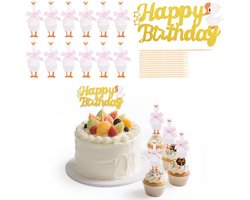 13pcs Dumb Goose Cake Topper - Goose Cupcake Topper - Grappige Verjaardagstaartdecoraties - Baby Shower - Dieren Thema Verjaardagsfeest Benodigdheden